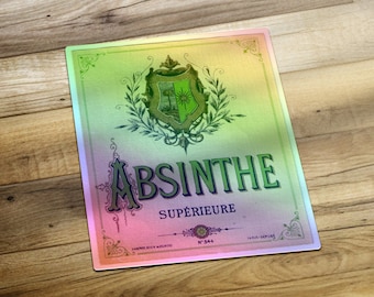 Absinthe Holographic Vinyl Sticker, Vintage Absinthe Sticker, Absinthe Bottle Label Sticker, New Orleans Halloween, Water Bottle Sticker