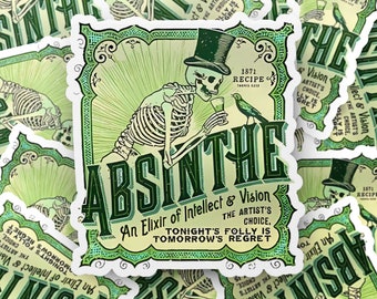 Absinthe Vintage Ad Vinyl Sticker, Absinthe Sticker, French Absinthe Sticker, New Orleans Absinthe Sticker, Water Bottle Sticker
