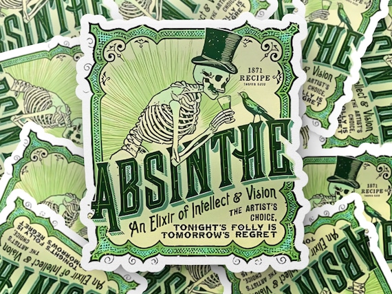 Absinthe Vintage Ad Vinyl Sticker, Absinthe Sticker, French Absinthe Sticker, New Orleans Absinthe Sticker, Water Bottle Sticker