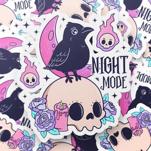 Raven Vinyl Sticker, Halloween Sticker, Pastel Goth Sticker, Night Mode Sticker, Laptop Sticker, Water Bottle Sticker, Vinyl Sticker