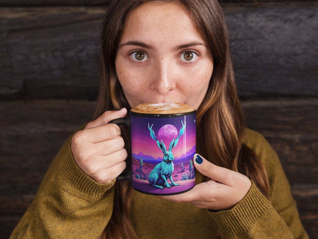Jackalope Vaporwave Mug Desert Synthwave Coffee Cup Cryptid - Etsy