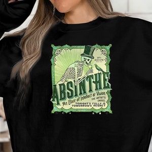 Absinthe Adult Unisex Crewneck Sweatshirt, Vintage Absinthe Crewneck Sweatshirt, Halloween Party Shirt, New Orleans Crewneck Sweatshirt