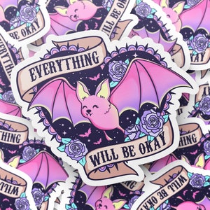 Bat Vinyl Sticker, Halloween Sticker, Pastel Goth Sticker, Positivity Sticker, Laptop Sticker, Water Bottle Sticker, Vinyl Sticker