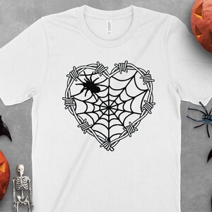 Chemise toile d'araignée Halloween, chemise Halloween coeur barbelé, chemise fête d'Halloween, saison effrayante, chemise gothique, chemise punk, cadeau d'Halloween image 4