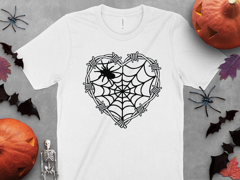 Chemise toile d'araignée Halloween, chemise Halloween coeur barbelé, chemise fête d'Halloween, saison effrayante, chemise gothique, chemise punk, cadeau d'Halloween image 4