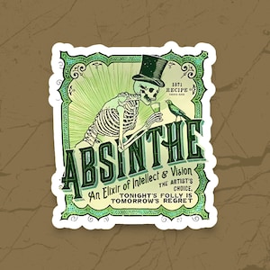 Absinthe Vintage Ad Vinyl Sticker, Absinthe Sticker, French Absinthe Sticker, New Orleans Absinthe Sticker, Water Bottle Sticker image 2