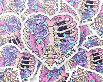 Brustkorb Herz Vinyl Aufkleber, Dead Inside Aufkleber, Pastel Goth Aufkleber, Laptop Aufkleber, Wasserflasche Aufkleber, Vinyl Aufkleber
