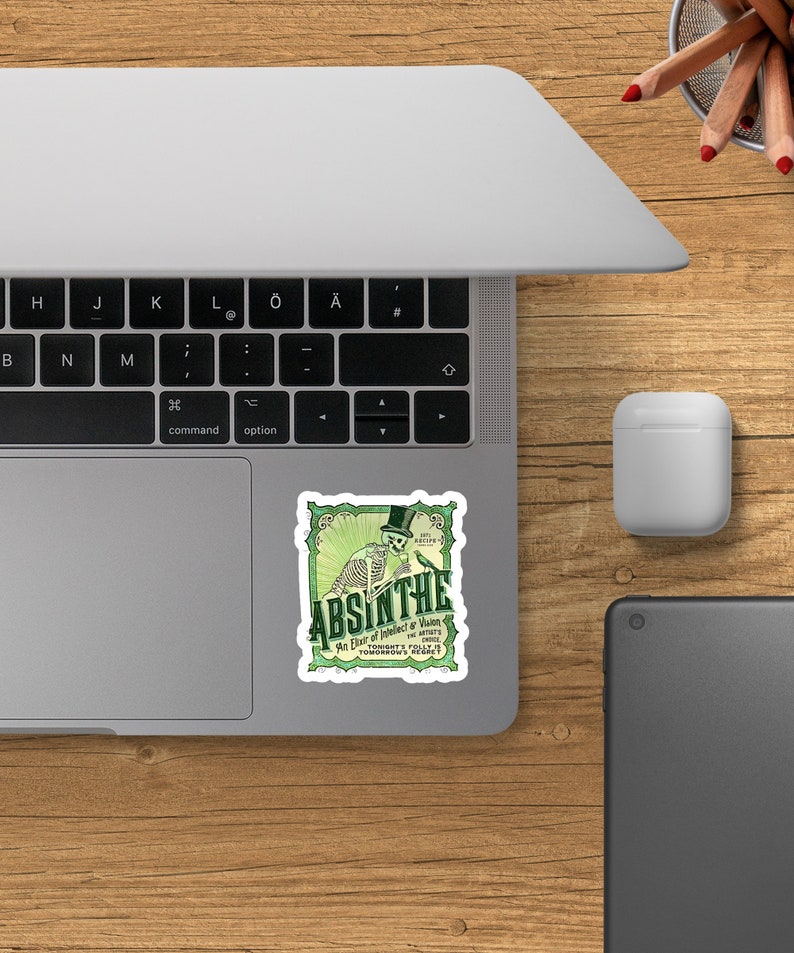 Absinthe Vintage Ad Vinyl Sticker, Absinthe Sticker, French Absinthe Sticker, New Orleans Absinthe Sticker, Water Bottle Sticker image 4