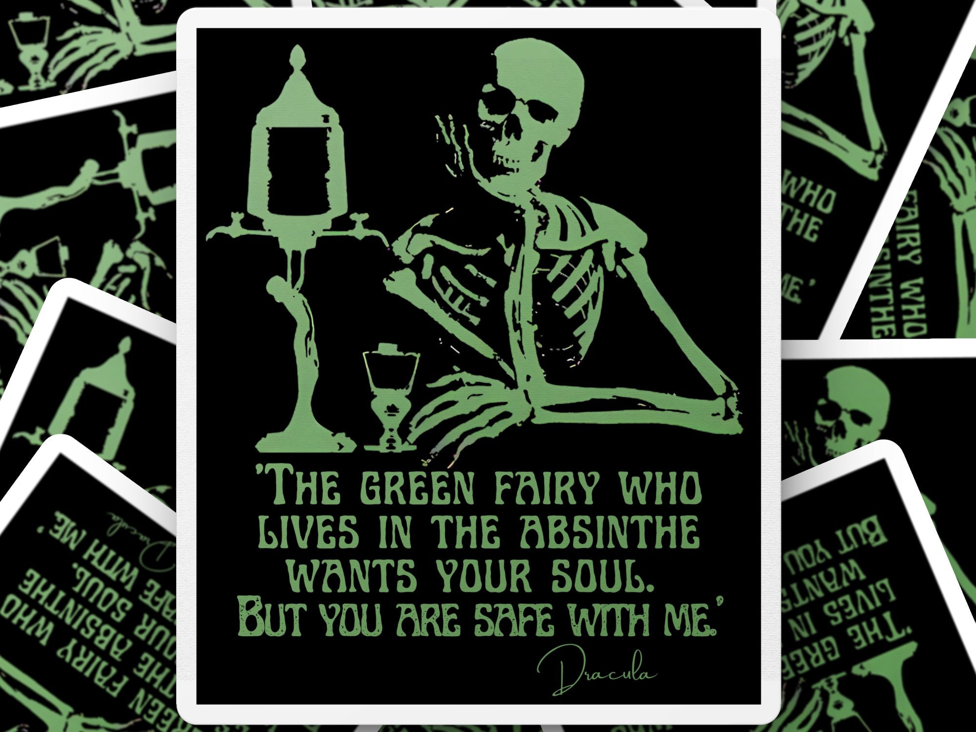 Absinthe Green Fairy Vinyl Sticker, Absinthe Sticker, Dracula Quote Sticker, French Absinthe Sticker, Horror Movie Sticker