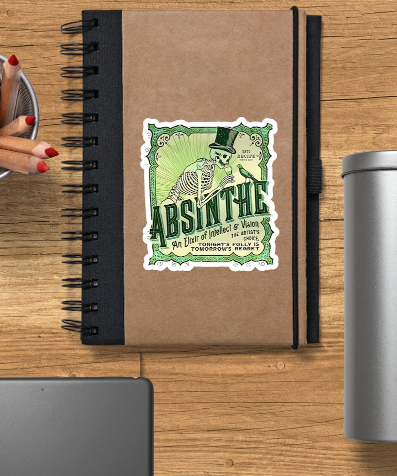 Absinthe Vintage Ad Vinyl Sticker, Absinthe Sticker, French Absinthe Sticker, New Orleans Absinthe Sticker, Water Bottle Sticker image 3