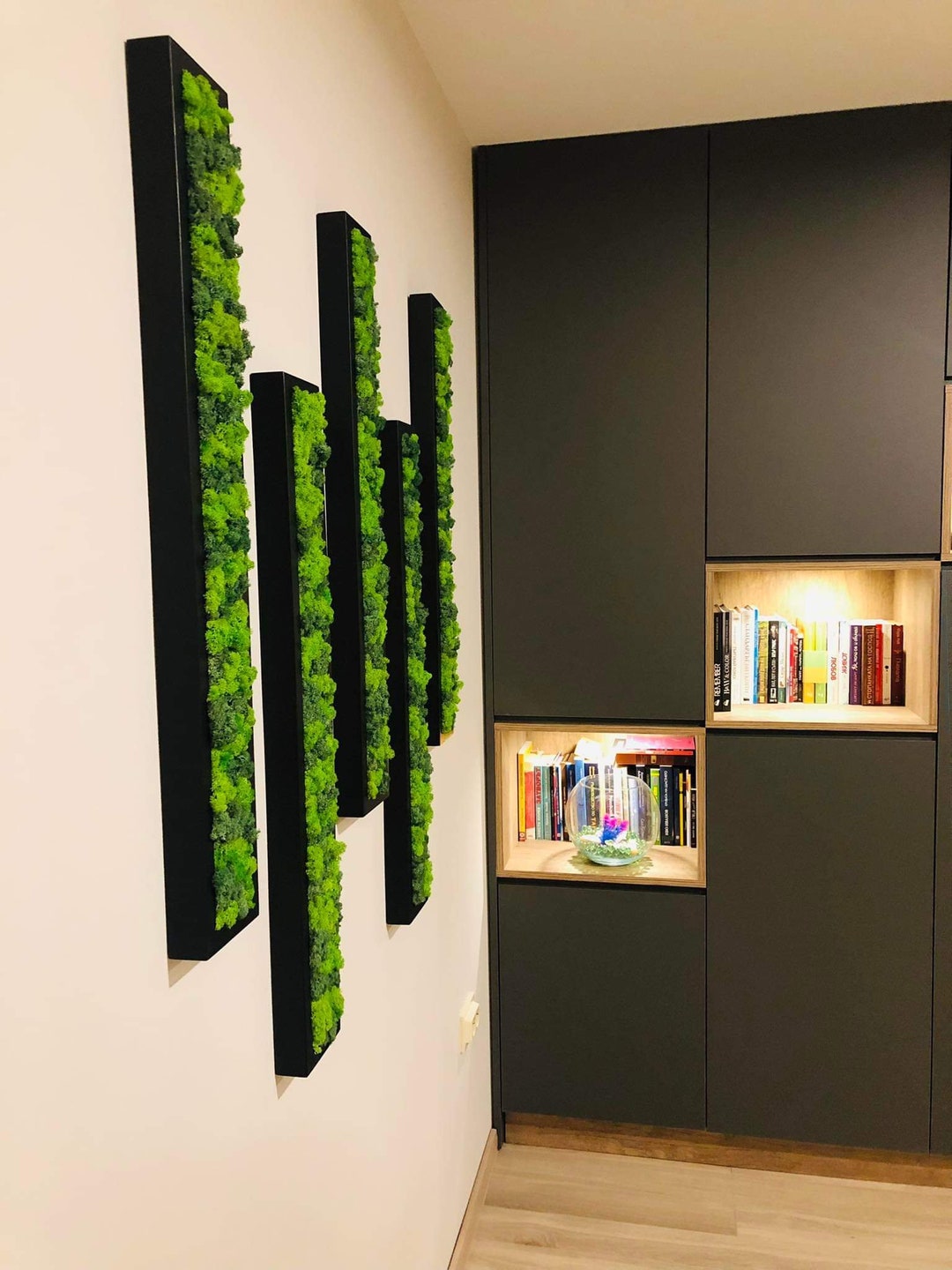 Wooden Moss Panel Moss Wall Panels Moss Wall Art Living Moss Wall