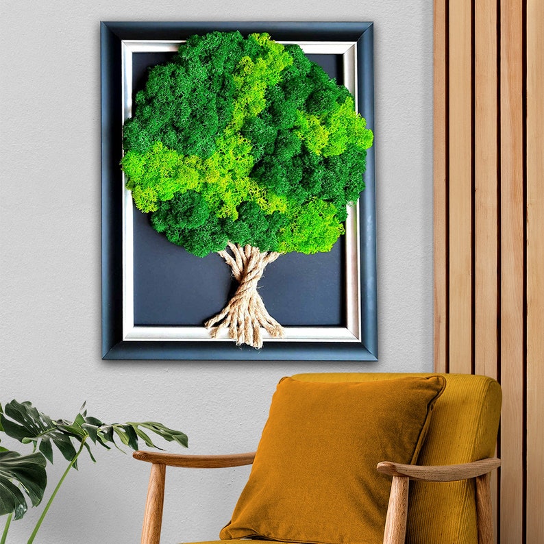 Living Picture for Wall and Desk Moss Tree of Life Green Etsy