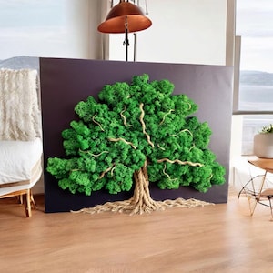 Baum des Lebens Moos Wandkunst: Großes stabilisiertes Rentiermoosdekor