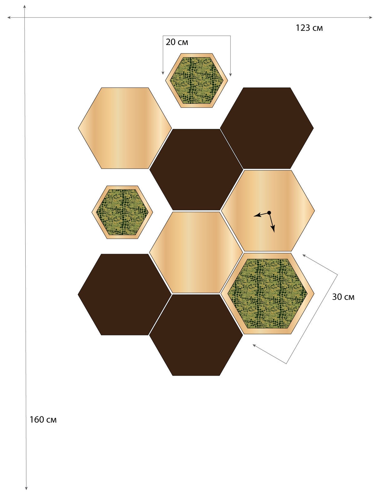 Hexagon Moss Wall Art: Wood Panel Set With Clock (10 Elements) - Etsy