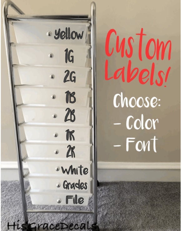 Custom Labels for Rainbow Rolling Cart Drawer Labels Set of Etsy