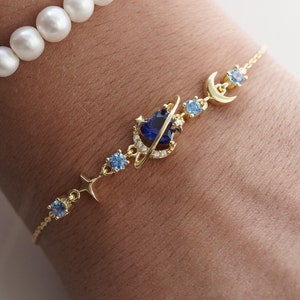 Saturn Bracelet-925 sterling silver- SKY THEMED -Planet bracelet-Dainty Bracelet