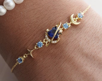 Saturn Bracelet-925 sterling silver- SKY THEMED -Planet bracelet-Dainty Bracelet