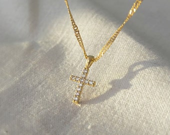 Collier croix femme, collier croix latérale, collier croix en or, bijoux délicats, cadeaux pour elle, cadeau pour femme, colliers pour femme