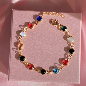 Taylor Swift Bejeweled Colorful Stone Bracelet Silver