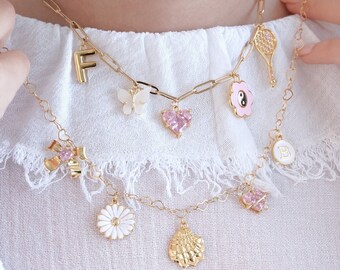 自分だけのカスタムチャームネックレス、ゴールドチャームネックレス