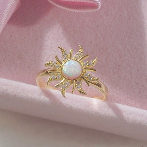 Opal Stone Sun Ring-925 Sterling Silver -Princess Ring