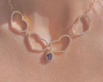 Delancy  Necklace-Heart choker-Gold Plated