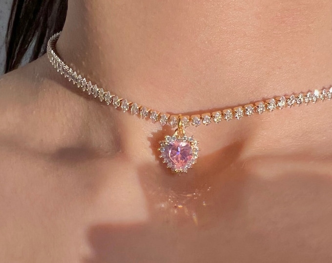 Prinzessin Choker Halskette - Freundschaft Halskette - Tennis Halskette - Geschenk für sie - vergoldet - Valentinstag Geschenk