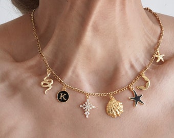 Zbuduj swój własny niestandardowy naszyjnik z zawieszkami Letni naszyjnik z zawieszkami Personalizowany naszyjnik z zawieszkami w stylu vintage Masywny naszyjnik z wieloma zawieszkami DIY