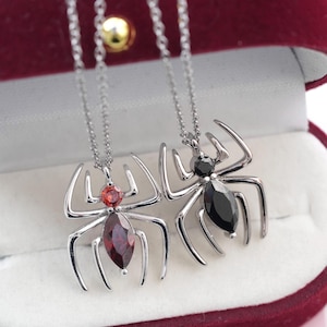 Black Spider and Red Spider Couple Necklace