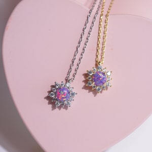 Purple Opal Sun Necklace-925 Sterling Silver
