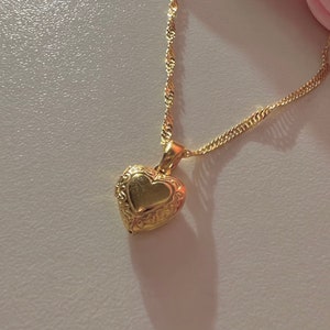 Heart Locket Gold Plated Brass, Gift for her, Locket Necklace Cz Necklace