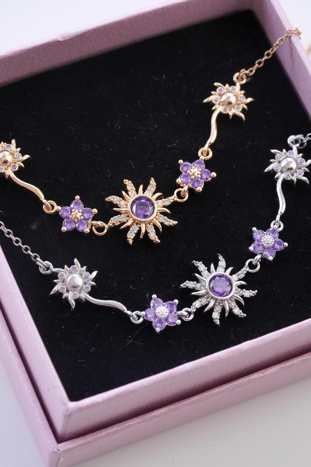 Princess Sun Necklace Sun Flower Necklace -purple Necklace - Etsy