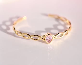 Enchanted Pink Stone Crown Cuff Bracelet- A Tale of Regal Elegance Inspired by Swan