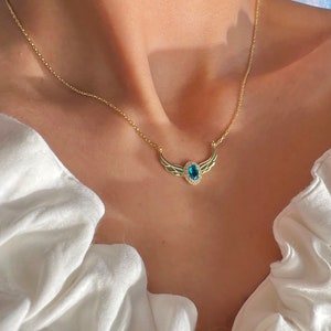 Enchanted Blue Stone Necklace- A Tale of Regal Elegance Inspired by Swan