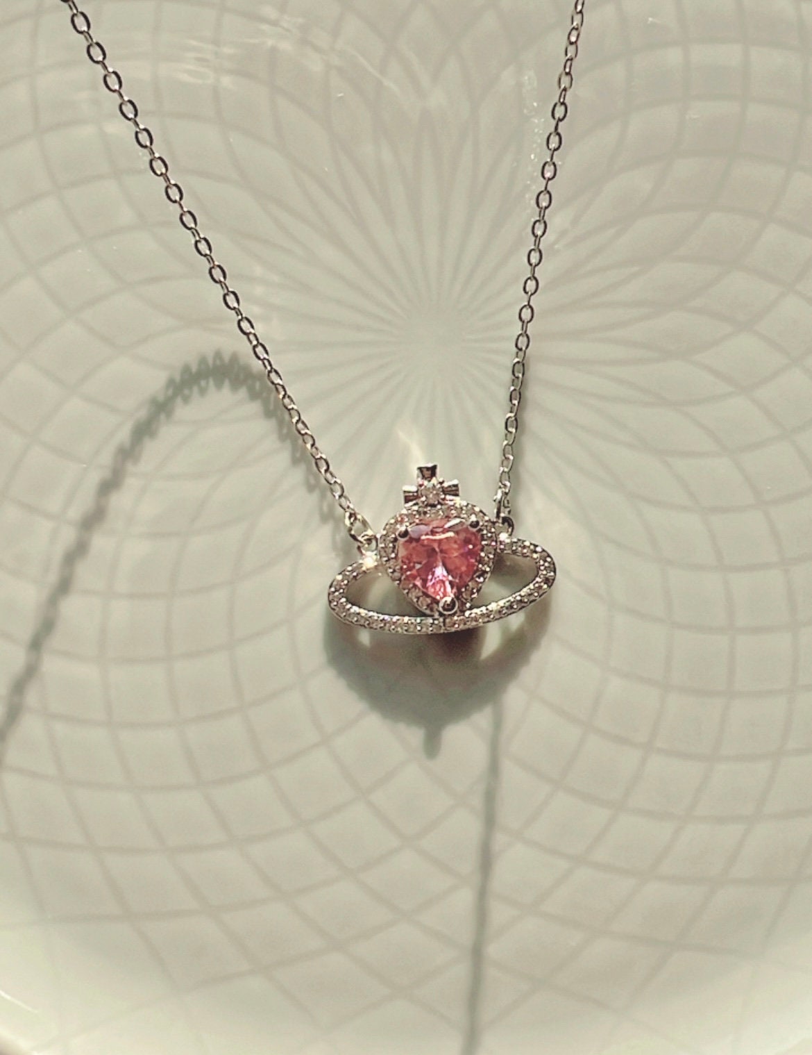 Saturn Necklace Choker - Sparkly - Prinsess  Necklace - Cz Necklace - Heart Saturn Necklace - Cross Saturm Necklace