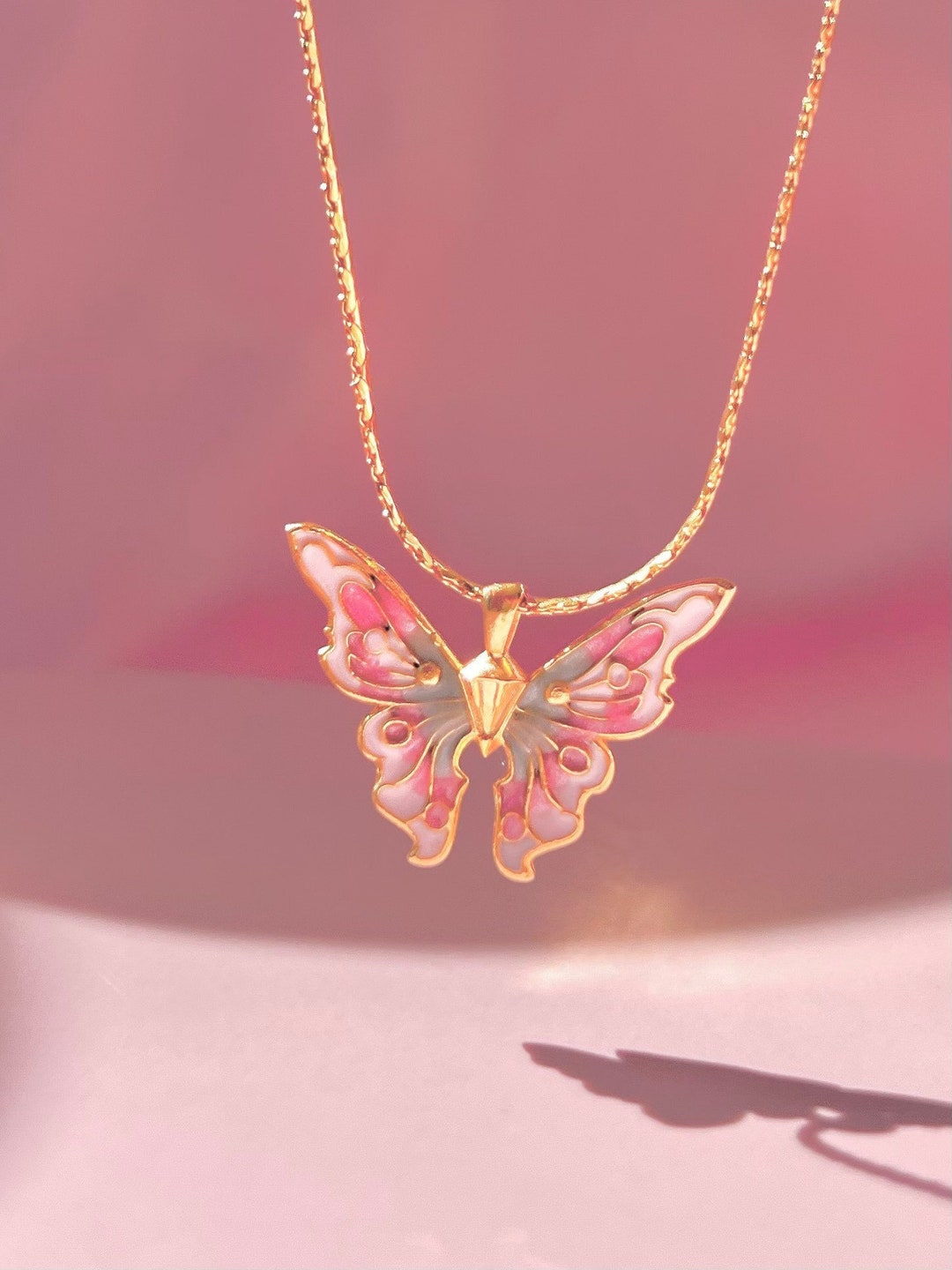 18k Gold Plated Fairytopia Elina Butterfly Necklace Magical Etsy