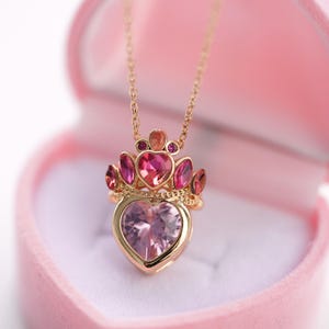 Blair Crown Necklace -Princess Charm Necklace -Heart Necklace