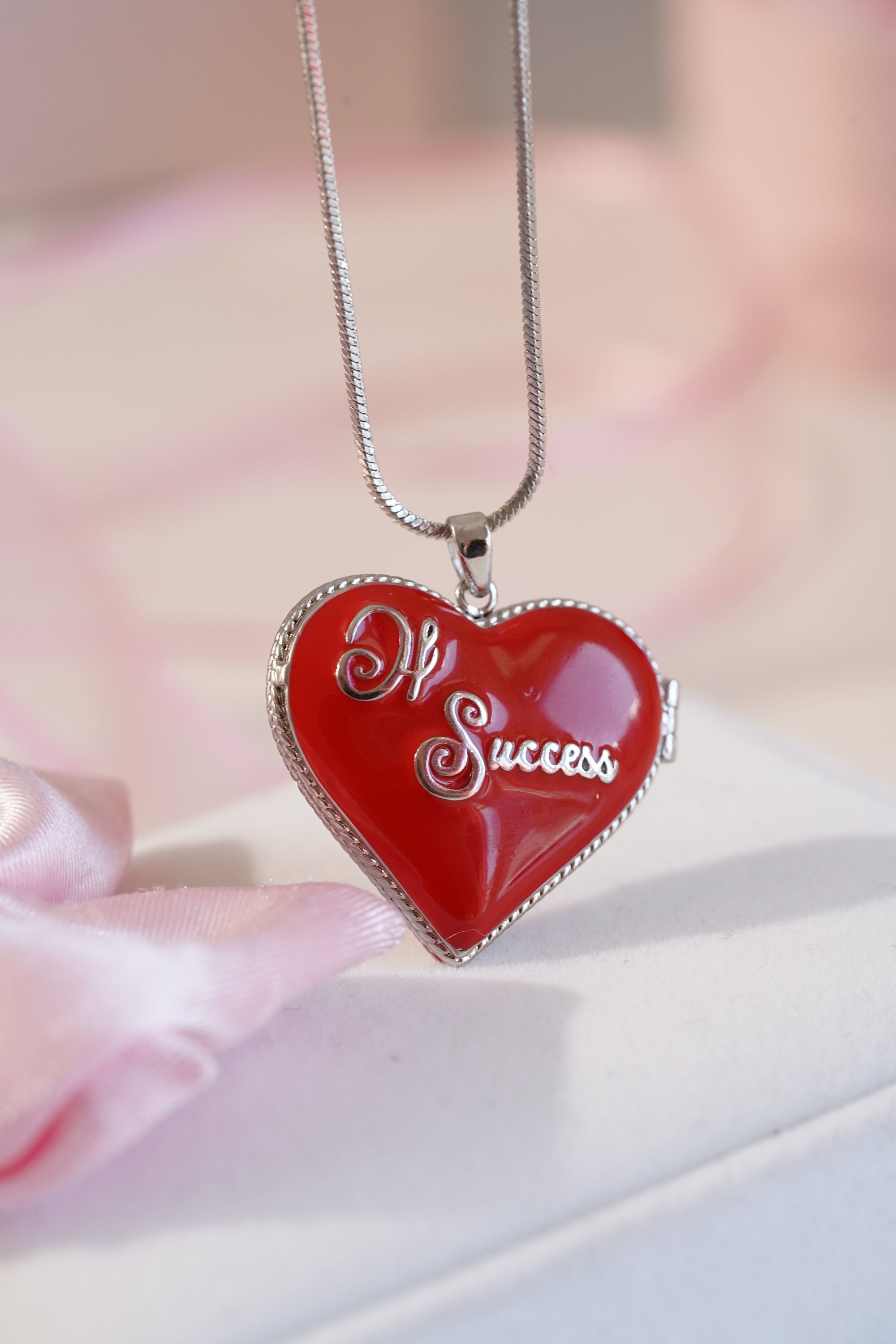 RED Heart Necklace - Heart Locket Necklace -Locket Necklace