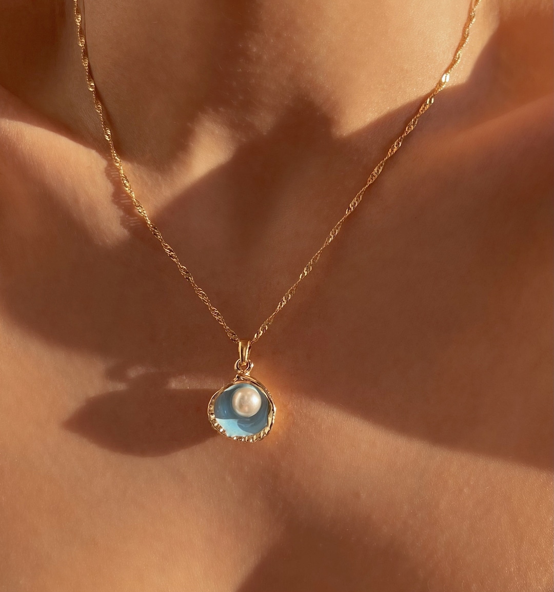 Buy The Mermaid Necklace -oyster Shell Pearl Necklace-blue Oyster Shell  Online in India