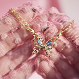 Friendship 2pcs Gold Plated matching Necklace,Butterfly Necklace, BFF Jewelry