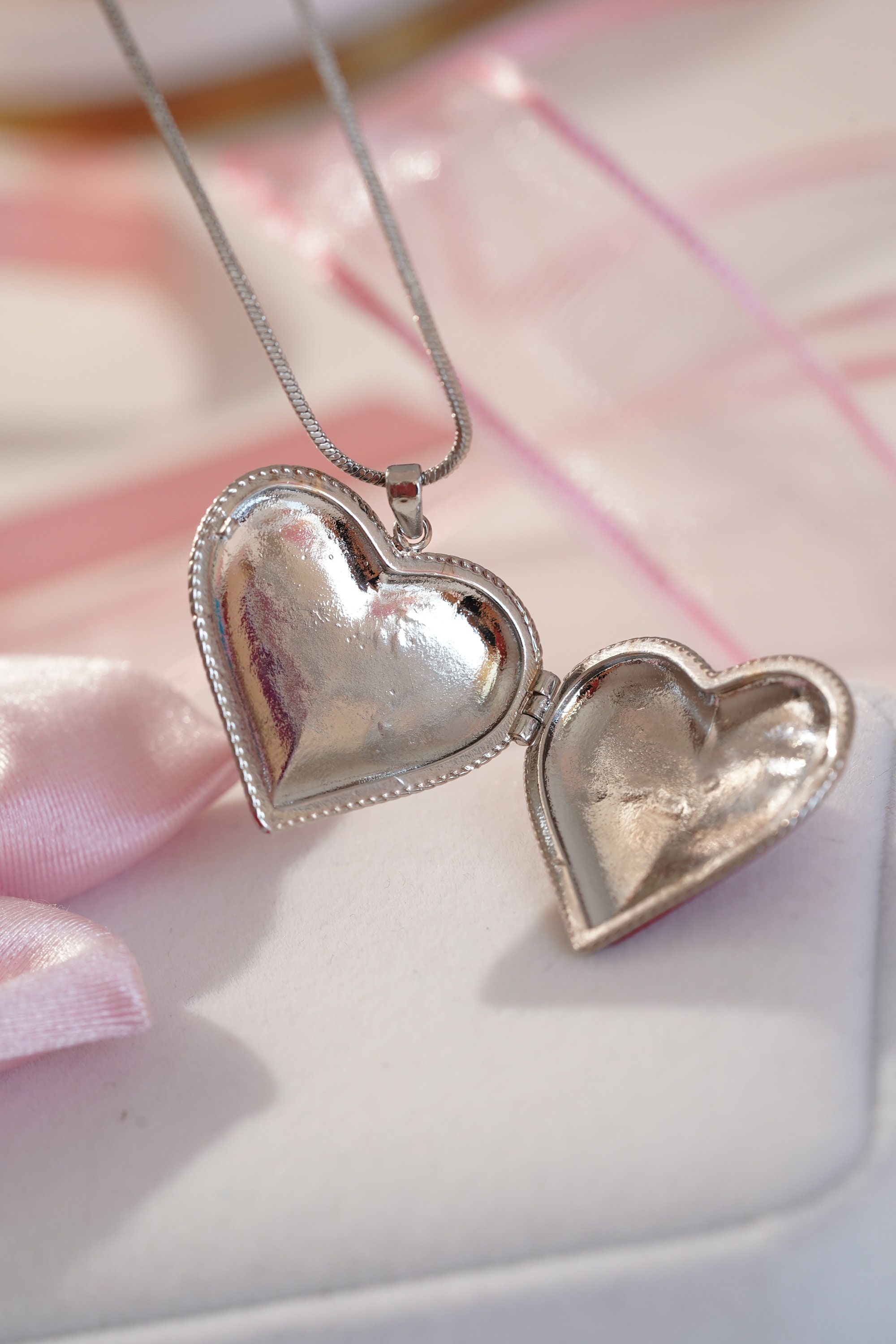 RED Heart Necklace - Heart Locket Necklace -Locket Necklace