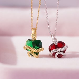 Billie Your Power Inspired Necklace -Red Heart Necklace - Snake Necklace -Gothic Necklace -925 Sterling Silver Necklace