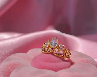 Bague couronne de princesse, bijoux de princesse, bague de fiançailles couronne de princesse, bijoux de geek