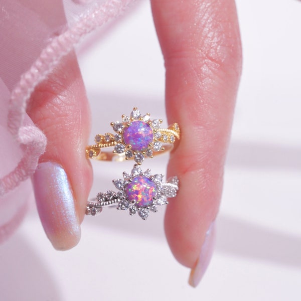 Purple Sun Ring, Princess Crown Ring, Princess Jewelry, Princess Crown Engagement Ring, Geek Jewelry