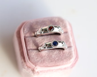 Couple Rings Set -Howls Ring-HMC Inspired-Anime Rings-Red Gem Ring, Blue Gem Ring-Cosplay Rings