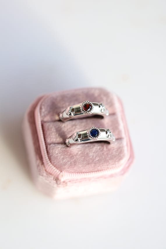 Couple Rings Set -Howls Ring-HMC Inspired-Anime Rings-Red Gem Ring, Blue Gem Ring-Cosplay Rings