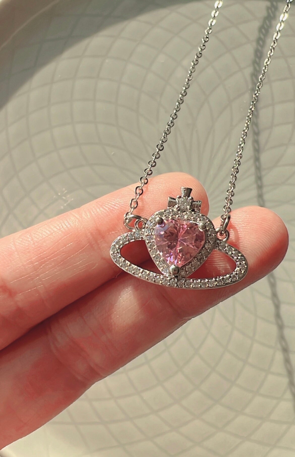 Saturn Necklace Choker - Sparkly - Prinsess  Necklace - Cz Necklace - Heart Saturn Necklace - Cross Saturm Necklace