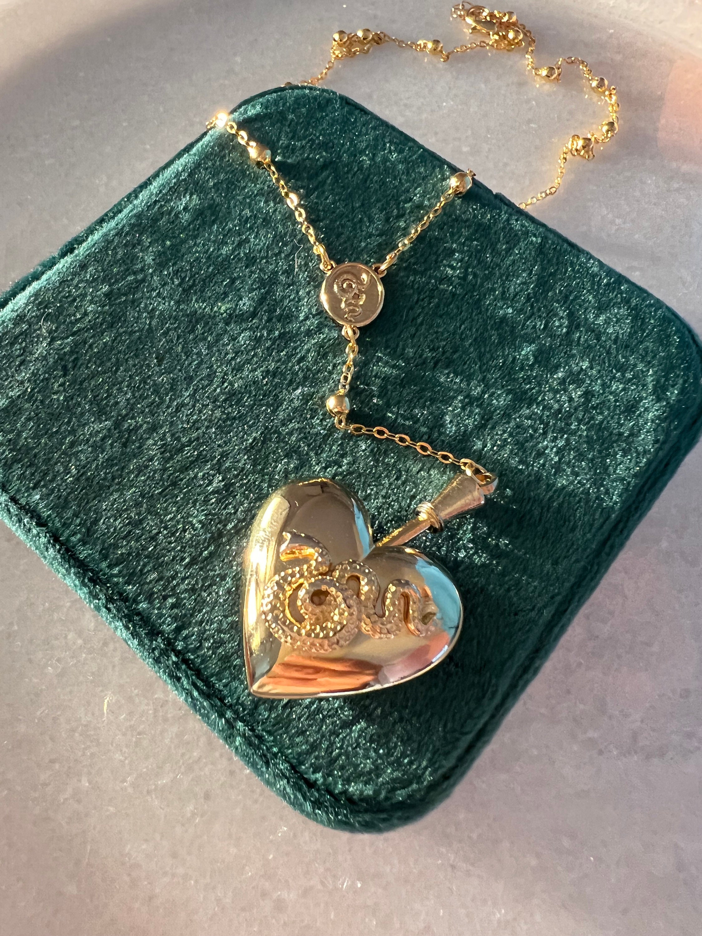 Rosary Emerald Heart Necklace