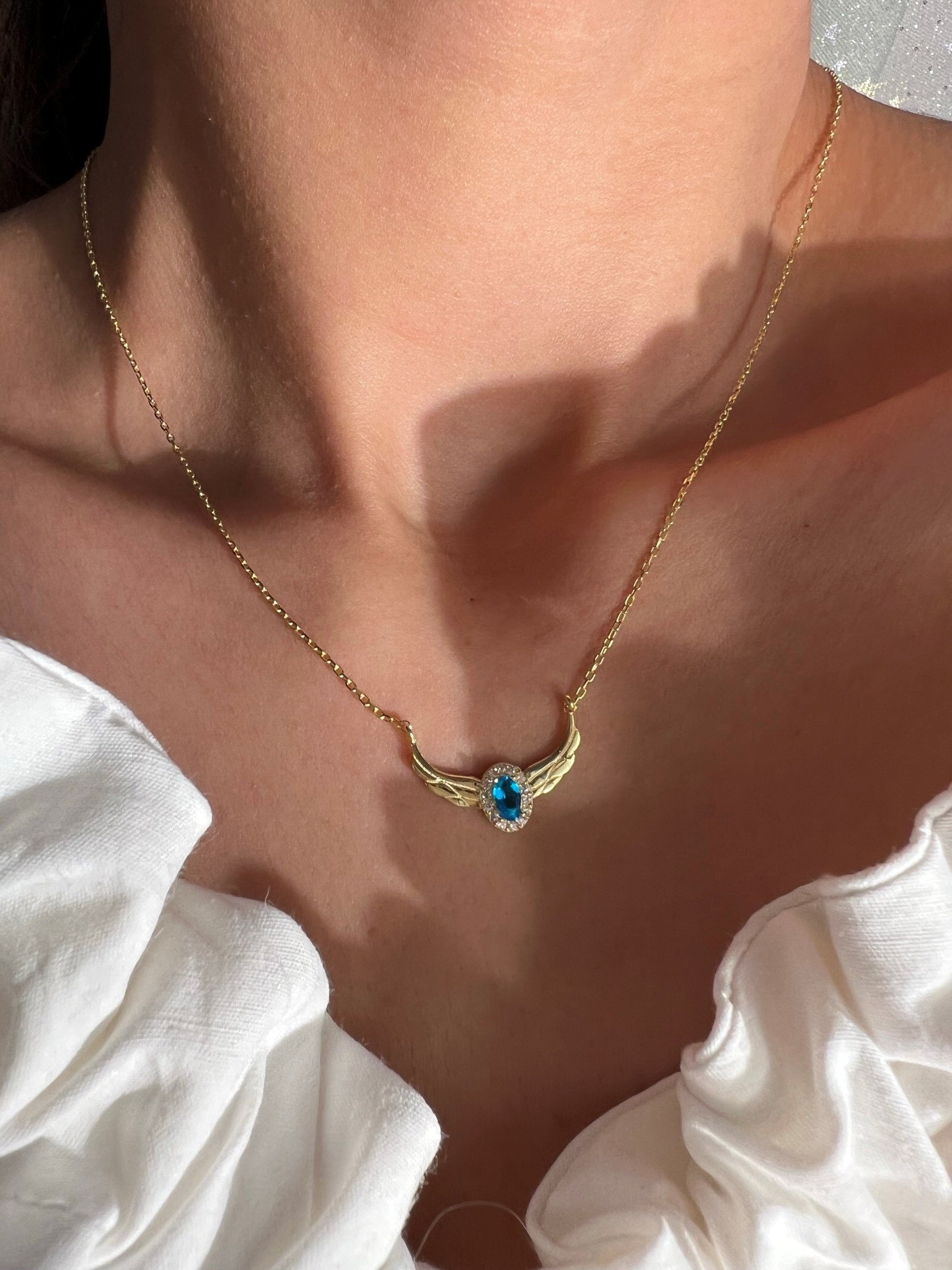 Enchanted Blue Stone Necklace- A Tale of Regal Elegance Inspired by Swan
