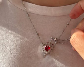 Couple Jewelry - Heart and  Sword Necklace-Huntsman Necklace-Sword Necklace